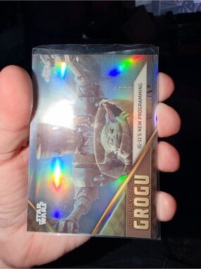 Topps Grogu Holographic Card - Green/Gold/Blue Accents